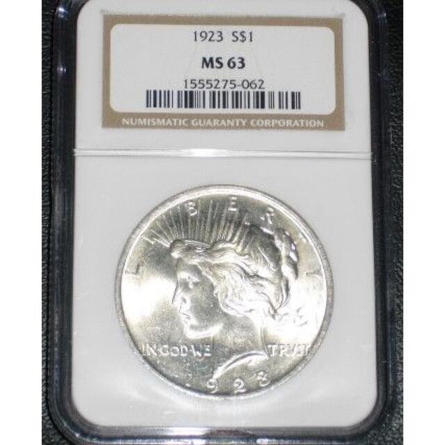 ★ＵＳＡ１＄銀貨★　ピース１ドル銀貨 　１９２３年　ＮＧＣ　ＭＳ６３