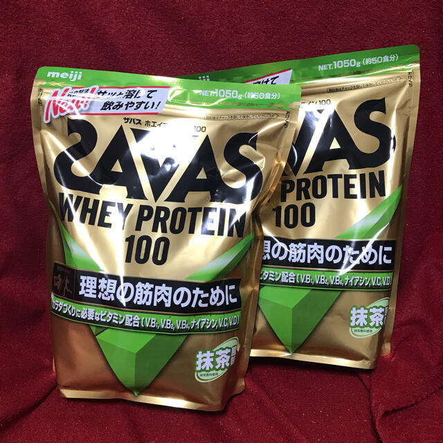 SAVAS(ザバス)の【2袋】ザバス ホエイプロテイン100 抹茶風味　(1050g） 食品/飲料/酒の健康食品(プロテイン)の商品写真