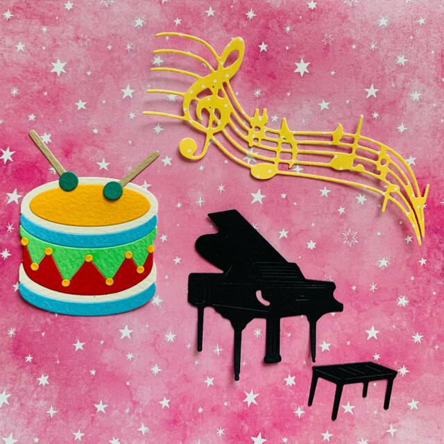 ◆オーダー用◆ダイカット 音楽 ピアノ 太鼓 音符ボーダー