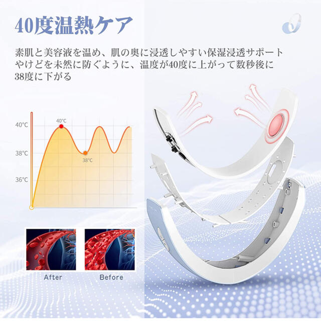 美顔器 ems 光エステ 温熱ケア 振動マッサージ 5in1美顔器小顔ベルト 3