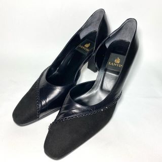 ランバン(LANVIN)のLANVIN ランバン　サイドオープンパンプス　ブラック　24.5cm(ハイヒール/パンプス)