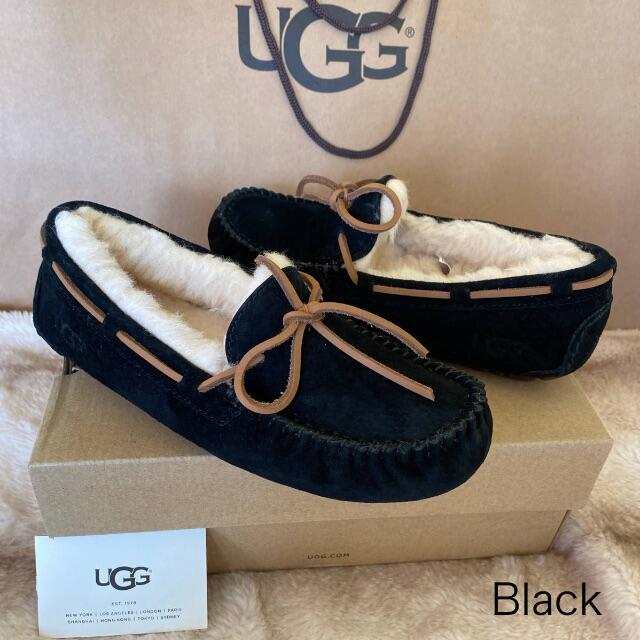 新品☆ UGG ダコタ ローファー モカシン リボン ブラック 黒 22cm