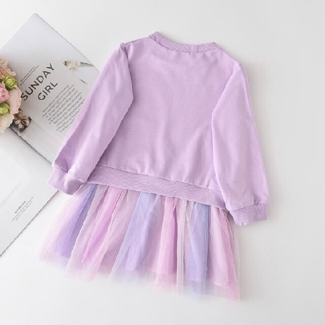 女の子 長袖 ワンピース 100 紫 チュール スカート 韓国 子ども服 春服の通販 By Leilea S Shop ラクマ