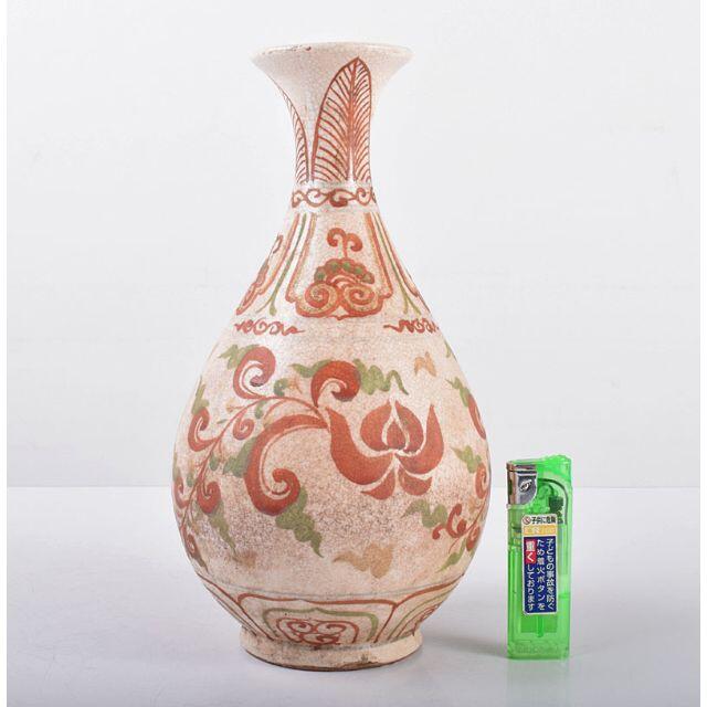 中国 赤絵 花文玉壷春瓶 C R3304 中国 赤絵 花文玉壷春瓶 C R3304