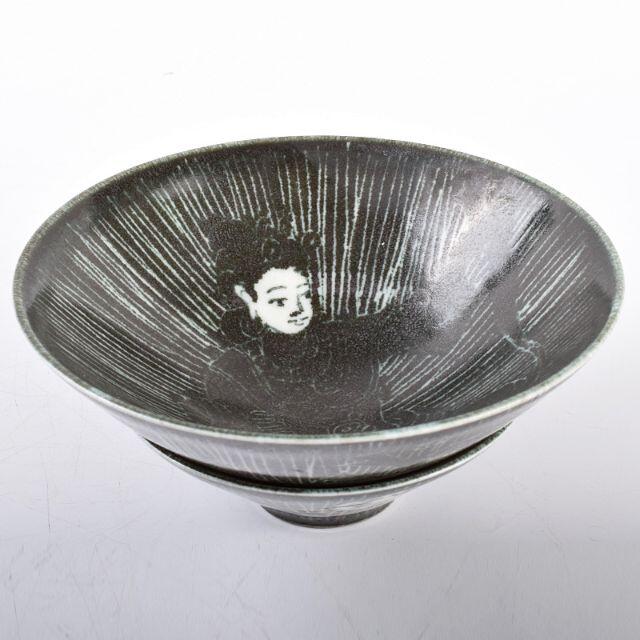 陶芸中国　宣統年製 　人物神獣文　二重茶碗　C　R3321