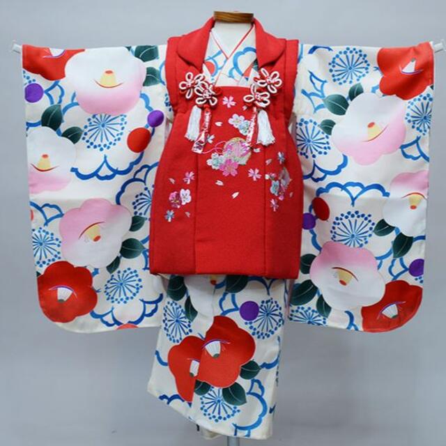 海外限定 七五三 三歳 女児 被布着物フルセット NO34388 和服/着物