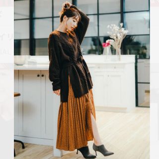 プラステ(PLST)の❁ sako3838様専用❁ 新品 PLST M ドットマジョリカプリーツワンピ(ロングワンピース/マキシワンピース)