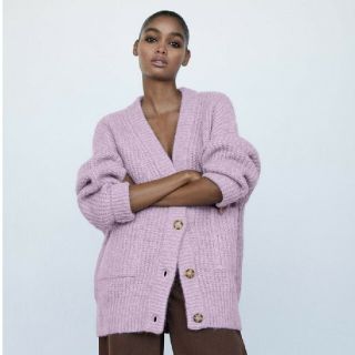 ザラ(ZARA)の新品未使用 M ZARA ザラ パッチポケット  ニットカーディガン(カーディガン)