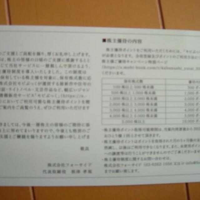 モビぶっく株主優待券 チケットのチケット その他(その他)の商品写真