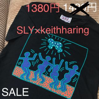 スライ(SLY)のSALE★SLY×keithharing コラボ 刺繍Tシャツ ブラック(Tシャツ(半袖/袖なし))