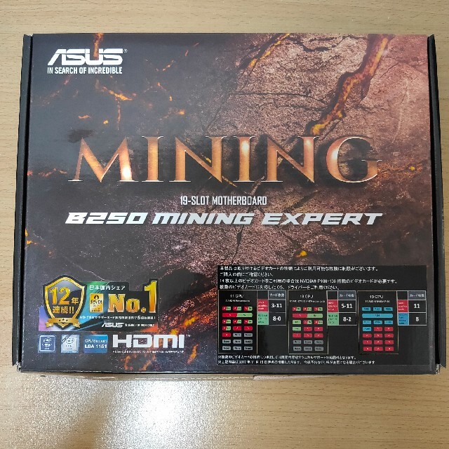 ASUS(エイスース)のASUS B250 MINING EXPERT 未使用品 スマホ/家電/カメラのPC/タブレット(PCパーツ)の商品写真