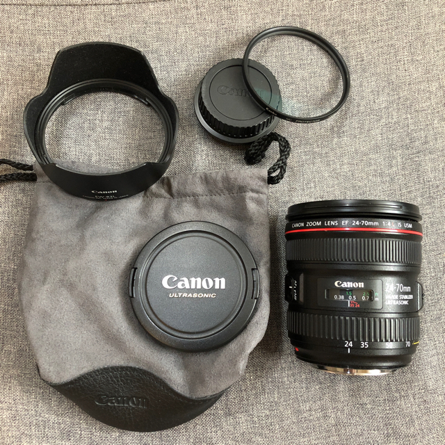 Canon(キヤノン)のCanon EF24-70mm F4L IS USM+レンズ保護フィルター スマホ/家電/カメラのカメラ(レンズ(ズーム))の商品写真