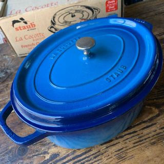 ストウブ(STAUB)の廃盤色 レア STAUBストウブ オーバル 33cm ブルー(鍋/フライパン)