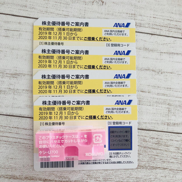 ANA(全日本空輸)(エーエヌエー(ゼンニッポンクウユ))のANA株主優待券4枚 チケットの優待券/割引券(その他)の商品写真