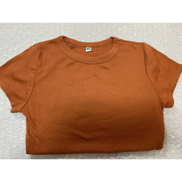 UNIQLO(ユニクロ)のUNIQLO リブクルーネックTシャツ 2色セット レディースのトップス(Tシャツ(半袖/袖なし))の商品写真