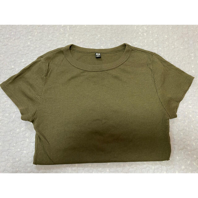 UNIQLO(ユニクロ)のUNIQLO リブクルーネックTシャツ 2色セット レディースのトップス(Tシャツ(半袖/袖なし))の商品写真