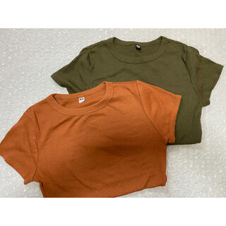 ユニクロ(UNIQLO)のUNIQLO リブクルーネックTシャツ 2色セット(Tシャツ(半袖/袖なし))
