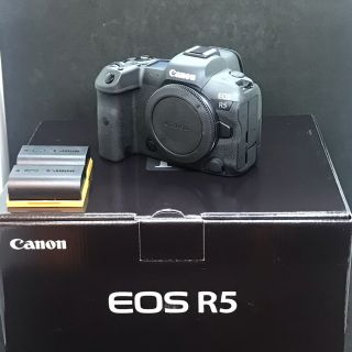 キヤノン(Canon)のキヤノン　eos r5 ボディー　バッテリー　国内購入保証書付き(デジタル一眼)