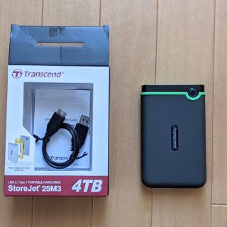 トランセンド(Transcend)の外付けHDD Transcend 4TB USB3.1  TS4TSJ25M3S(PC周辺機器)