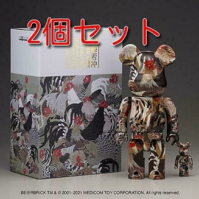 BERBRICK伊藤若冲サイズ2個 BE@RBRICK 伊藤若冲「群鶏図」 100% ＆ 400%