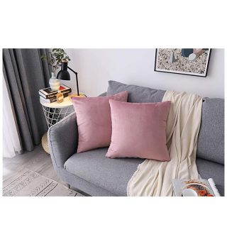 ザラホーム(ZARA HOME)のベルベット クッションカバー ピンク 2枚セット(クッションカバー)