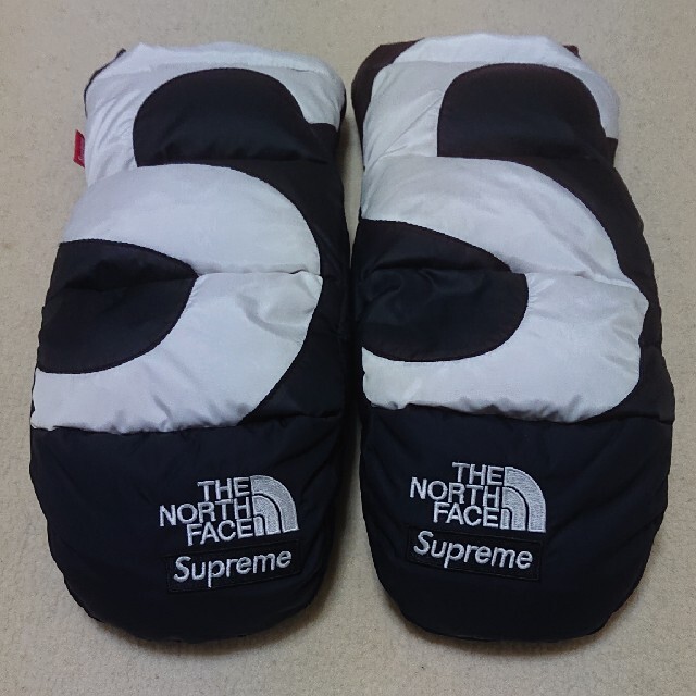 supreme TNF S logo nuptse mitts 黒L