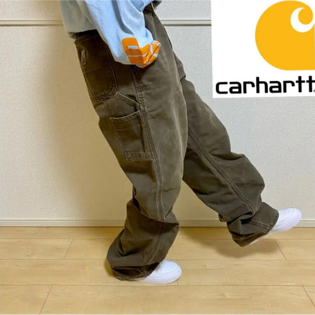 ダック地 Carhartt ペインターパンツ デニム 革タグ　希少