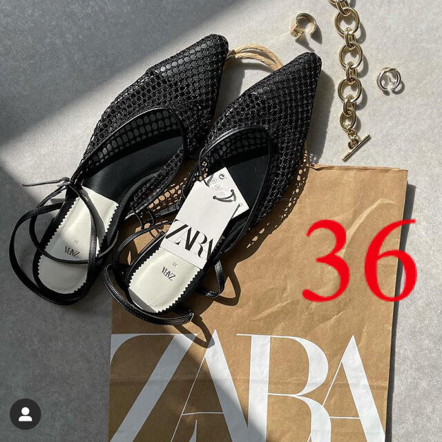 ZARA(ザラ)のZARA 新品　メッシュフラットシューズ　36 レディースの靴/シューズ(ハイヒール/パンプス)の商品写真