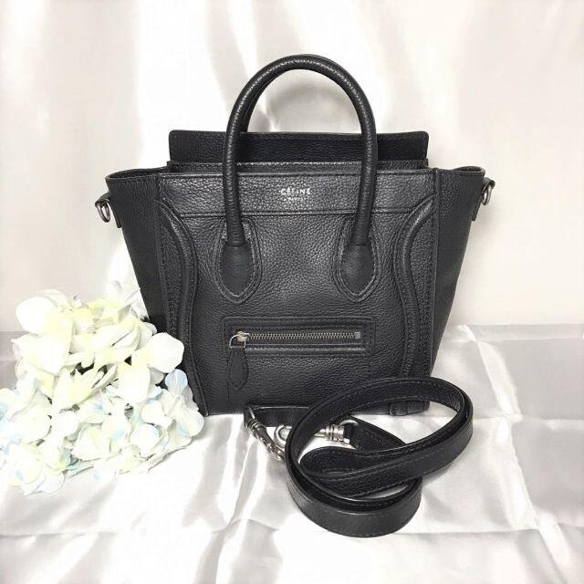 美品 CELINE セリーヌ ラゲージ ナノ ショッパー  バッグ ブラック 黒