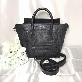 セリーヌ(celine)の美品★　セリーヌ　2way　ブラック　ラゲージ　ナノショッパー(ハンドバッグ)