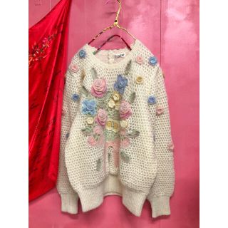 フラワー(flower)の☆美バルDay様専用／401.お花 立体編み ハンドニット (ニット/セーター)