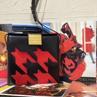 celine - 激レア VINTAGE OLD CELINE 千鳥格子柄 ショルダーバッグの