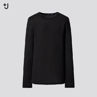 ユニクロ(UNIQLO)の未使用タグ付き：ユニクロ +J シルクジャージークルーネックT（長袖） 黒 M(Tシャツ(長袖/七分))