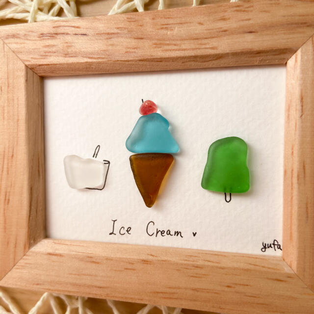 sold out 韓国風アート『アイスクリーム』❀yufa シーグラスアート