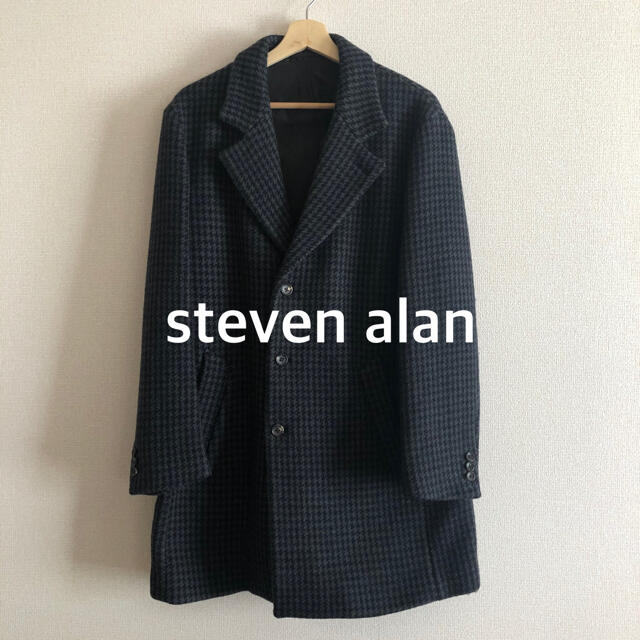 steven alan(スティーブンアラン)の美品　steven alan スティーブンアラン　千鳥柄　チェスターコート メンズのジャケット/アウター(チェスターコート)の商品写真