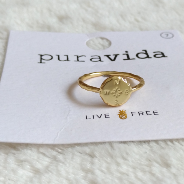 Pura Vida(プラヴィダ)のセール プラヴィダ リング 指輪 コンパス US 7 ゴールド ロンハーマン取扱 レディースのアクセサリー(リング(指輪))の商品写真