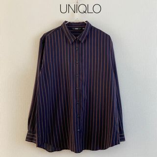 ユニクロ(UNIQLO)のユニクロ☆レーヨンストライプシャツ L通勤仕事　春秋冬　上品　トップスレディース(シャツ/ブラウス(長袖/七分))