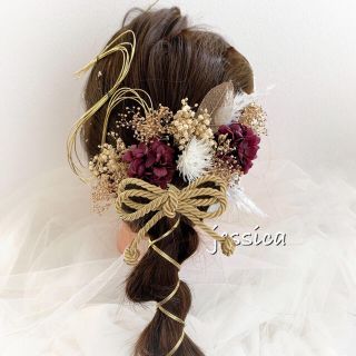 【金箔付】ヘッドドレス❤︎水引×パープルゴールド②　卒業式/髪飾り/前撮り/和装(ヘッドドレス/ドレス)