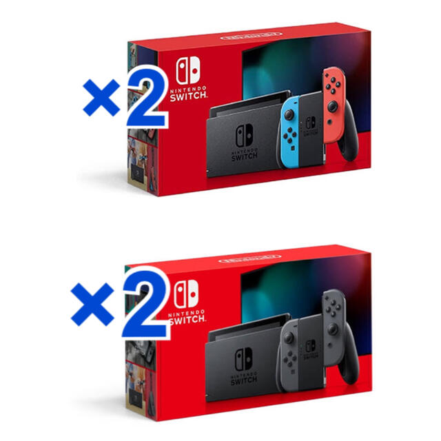 【新品】Nintendo Switch 本体 ネオン2台 グレー2台