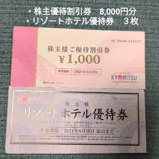 共立メンテナンス株主優待割引券　8,000円分