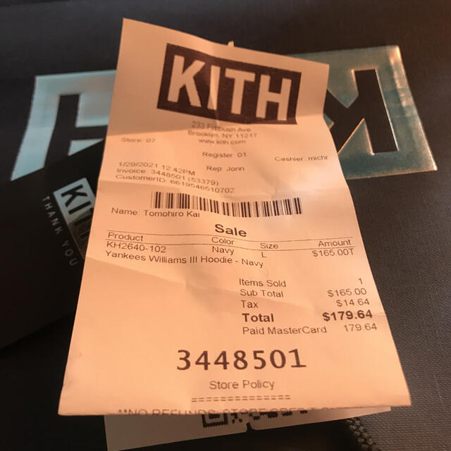 KITH×YANKEES HOODIE NAVY Lサイズ メンズのトップス(パーカー)の商品写真