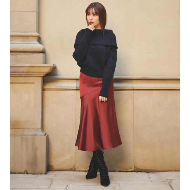 【her lip to 】Paneled Satin Midi Skirt