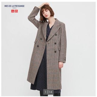 ユニクロ(UNIQLO)のイネス　ユニクロ　ツイードコート　チェック　Mサイズ(チェスターコート)