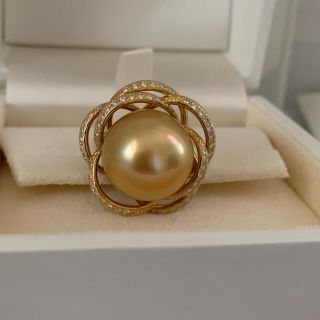 タサキ(TASAKI)のTASAKI南洋ゴールデンパールリング　k18 0.3ct(リング(指輪))