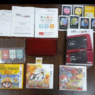 ニンテンドー3DS(ニンテンドー3DS)のNewニンテンドー3DS LL 　メタリックレッド　ソフト×4本付き(携帯用ゲーム機本体)