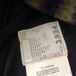 sacai チェックロングコート