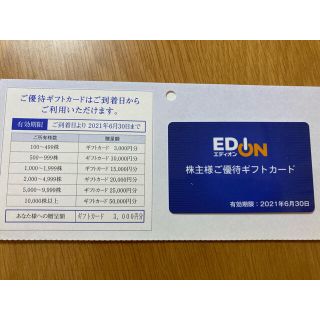 EDiON 株主優待商品券　3000円分　期限2021/6/30(ショッピング)