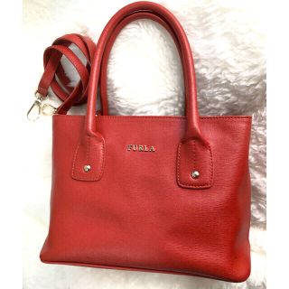 フルラ(Furla)の美品　FURLA ハンドバッグ　オレンジ(ハンドバッグ)