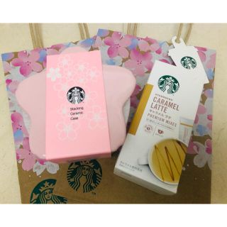 スターバックスコーヒー(Starbucks Coffee)のスタバ♡SAKURA2021スタッキングセラミックケースとラテ♡4点セット(容器)