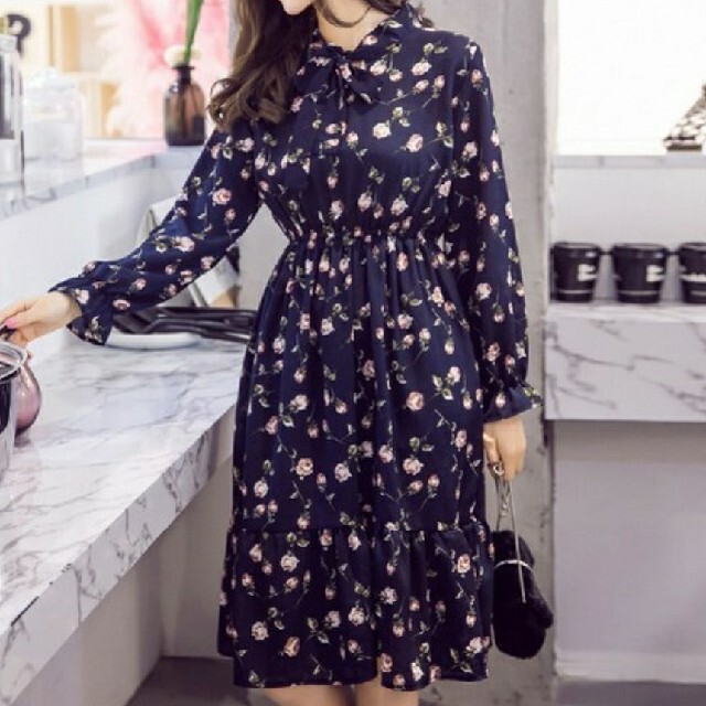 残りわずか L ネイビー 花柄ワンピース シフォン レディース 長袖の通販 By あけはぴ S Shop ラクマ 残りわずか L ネイビー 花柄ワンピース シフォン レディース 長袖の通販 By あけはぴ S Shop ラクマ